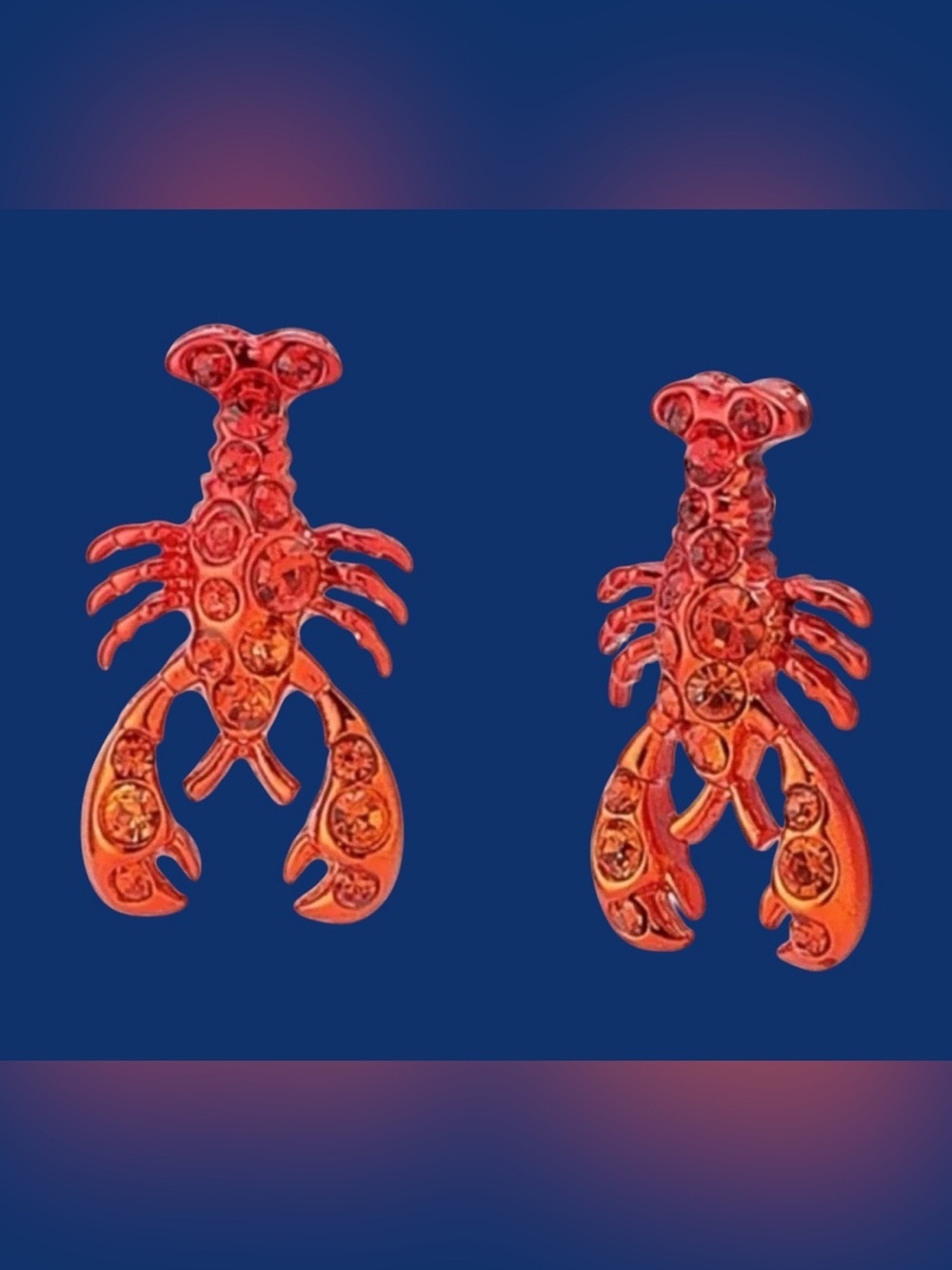 Betsey Johnson Red Crystal Lobster Drop Earrings
